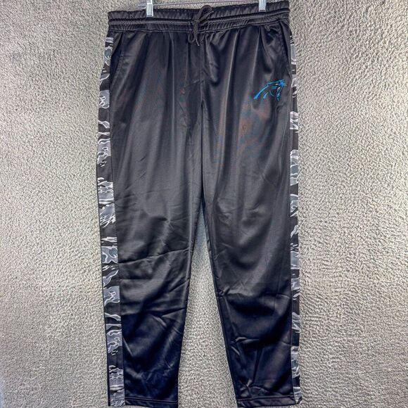 NFL Carolina Panthers Fleece Joggers Mens XL Black Camo Track‎ Pants Gym 34x29 - Picture 1 of 16